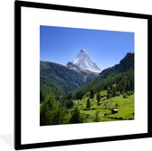 Fotolijst incl. Poster - Zwitserse Alpen in Matterhorn met groene bomen - 40x40 cm - Posterlijst