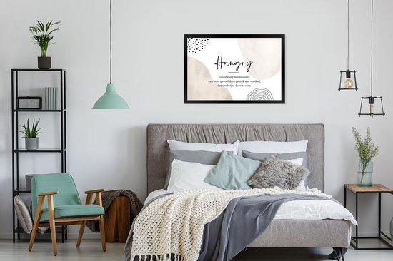 Fotolijst incl. Poster - Hangry - Spreuken - Hangry definitie - Woordenboek - Quotes - 120x80 cm - Posterlijst