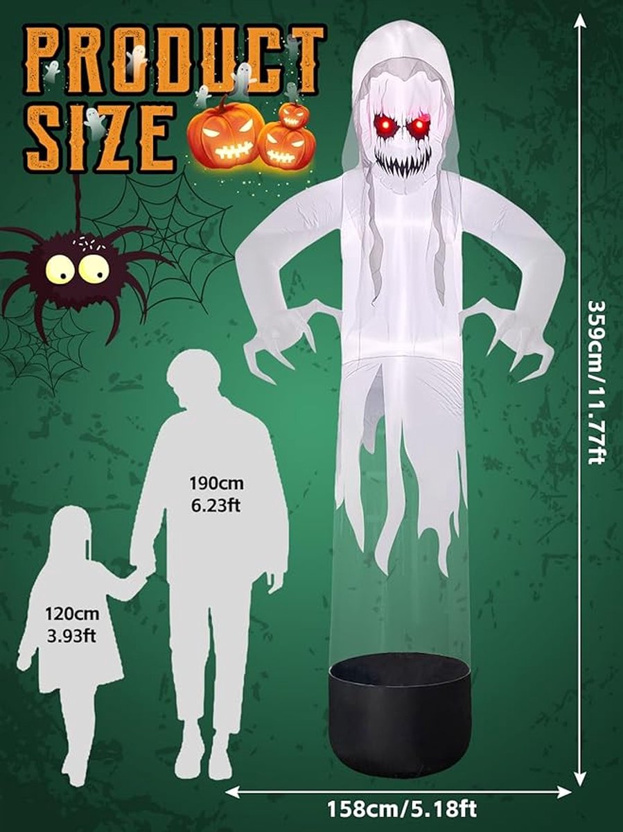 Joiedomi Opblaasbare geest voor Halloween, met ingebouwde leds, opblazende vliegende geest brak uit het raam voor Halloweeen raamdecoratie, Halloween buiten, tuin, gazon decoratie Joiedomi Opblaasbare geest voor Halloween, met ingebouwde leds, opblazende vliegende geest brak uit het raam voor Halloweeen raamdecoratie, Halloween buiten, tuin, gazon decoratie