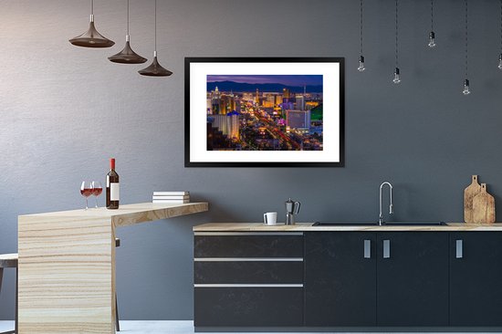 Cadre photo avec affiche - Nuit - Las Vegas - Violet - 90x60 cm - Cadre pour affiche