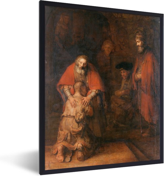 Fotolijst incl. Poster - Terugkeer van de verloren zoon - Rembrandt van Rijn - 60x80 cm - Posterlijst