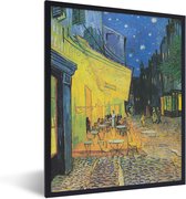 Fotolijst incl. Poster - Caféterras bij nacht - Vincent van Gogh - 30x40 cm - Posterlijst