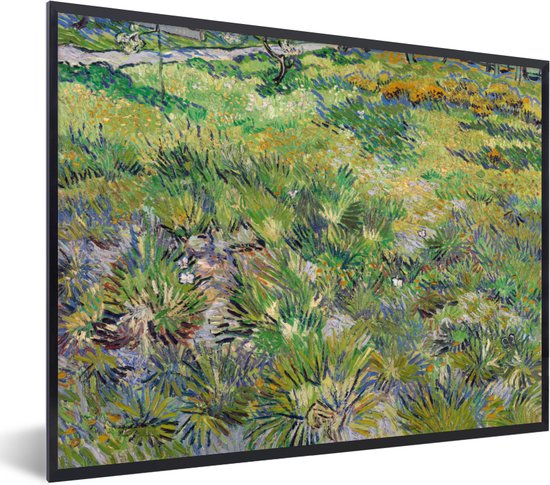 Fotolijst incl. Poster - Lang gras met vlinders - Vincent van Gogh - 80x60 cm - Posterlijst