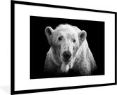 Fotolijst incl. Poster - IJsbeer - Dier - Zwart - Wit - 90x60 cm - Posterlijst