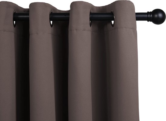 LIFA LIVING Gordijn - Donker Taupe - Verduisterend & Geluidswerend - Gordijnen met Ringen - 100% Polyester - 300 x 250 cm - 1 Stuk