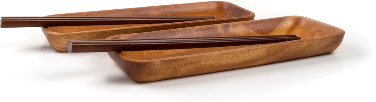 Khaya - houten sushi tray - tapasschaaltje - eco-vriendelijk - set van 2