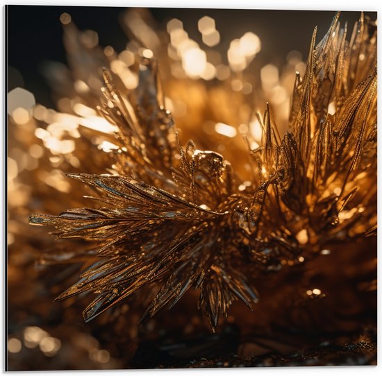 Dibond - Kristal - Goud - 50x50 cm Foto op Aluminium (Wanddecoratie van metaal)