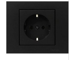 Stopcontact ZWART - Enkel - inbouw met aarde - OVIVO®