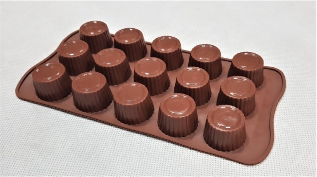 Siliconen Chocoladevorm Praline - 21 x 10,5 cm - Zelf Chocolade maken - Chocola maken - 15 stuks chocolaatjes maken - Bonbon maken - Bonbons
