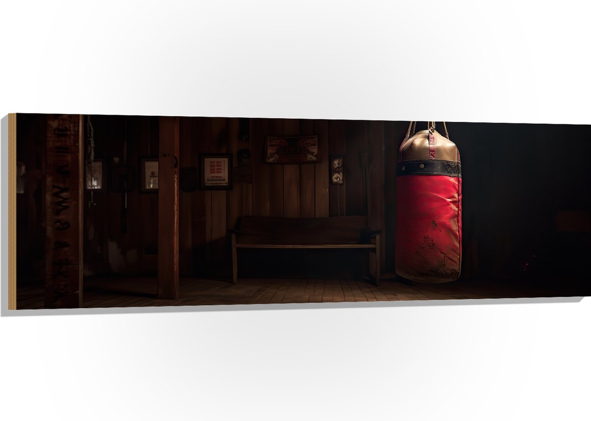 Hout - Kamer - Bokszak - Palen - Sporten - Hout - 150x50 cm - 9 mm dik - Foto op Hout (Met