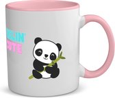 Akyol - tasse à café panda mignon feelin - tasse à thé - rose - Panda - amateurs de panda - anniversaire - amoureux des animaux - cadeau - cadeau - cadeau - cadeau d'anniversaire - contenu 350 ML