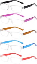 XYZ Eyewear Set van 5 Leesbrillen +3.00 - Dames - Heren - Leesbrillen - Trendy - Lees bril - Leesbril met sterkte - Voordeel - Randloos - Met sterkte +3.00