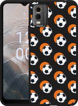 Cazy Hoesje Zwart geschikt voor Nokia C32 Soccer Ball Orange