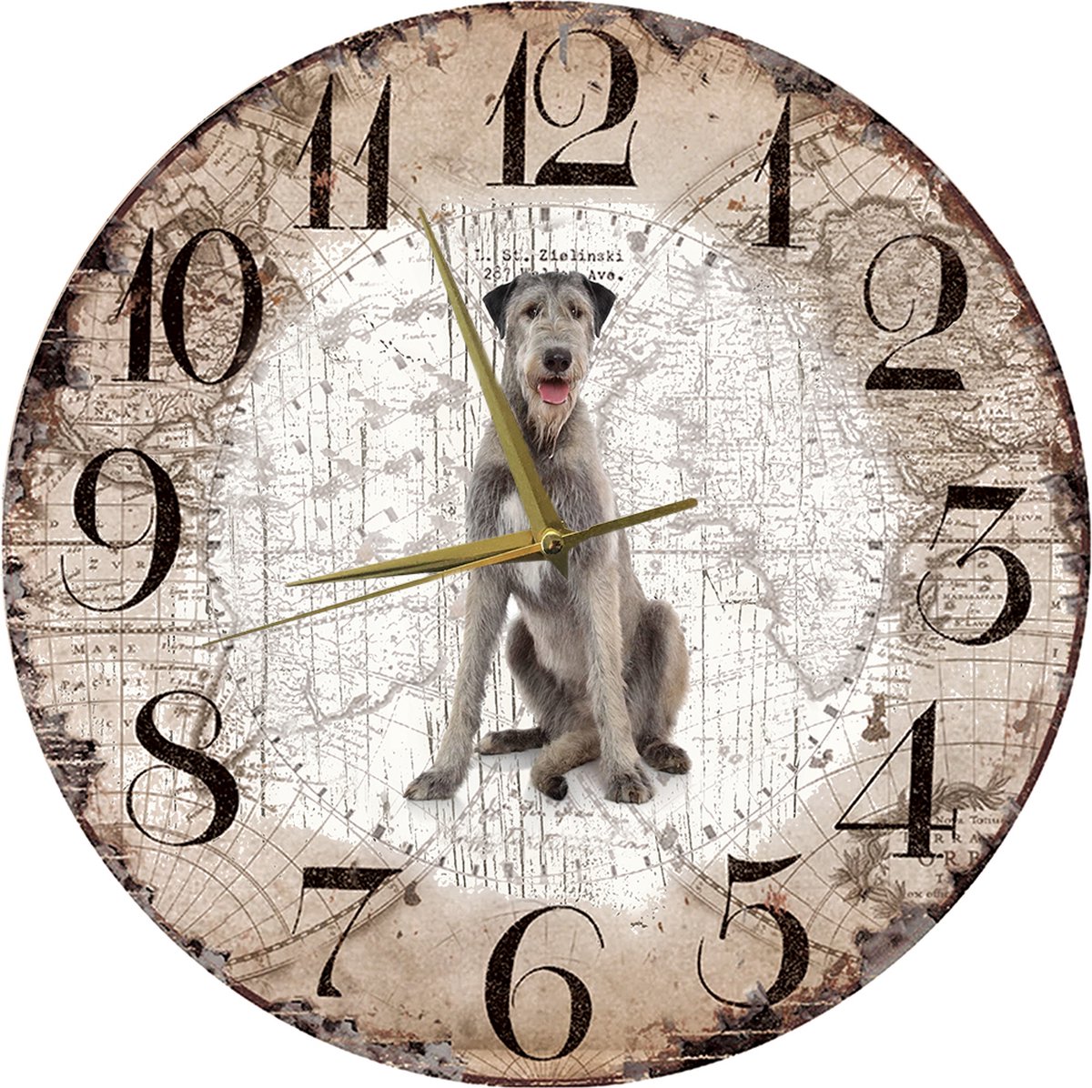 Houten Klok - 30cm - Hond - Ierse Wolfshond