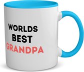 Akyol - worlds best grandpa koffiemok - theemok - blauw - Opa - de beste opa - verjaardag - verjaardagscadeau - cadeau - beste kinderen - cadeautje voor opa - opa artikelen - kado - geschenk - gift - 350 ML inhoud