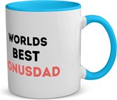 Akyol - worlds best bonusdad koffiemok - theemok - blauw - Papa - de beste bonusvader - vader cadeautjes - vaderdag - verjaardagscadeau - verjaardag - cadeau - geschenk - kado - gift - vader artikelen - 350 ML inhoud