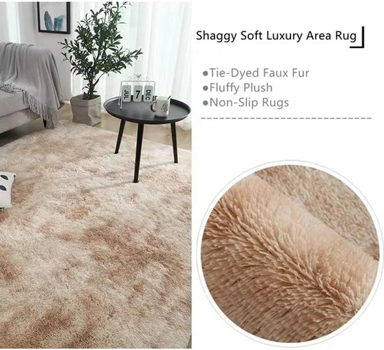 Tapiso Cuddle Tapis Shaggy Antidérapant Lavable Moderne Beige Uni Salon  Chambre Enfant Poils Longs Moelleux Epais OEKO-TEX 120 x 170 cm