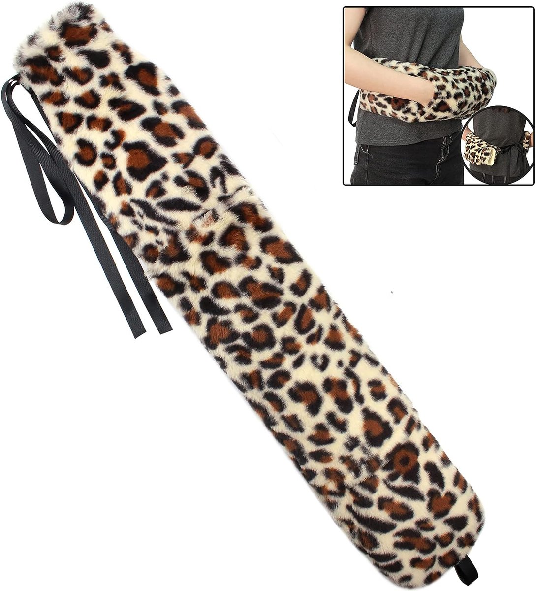 Goedkoopste Warmwaterkruik lang, zachte overtrek met kangoeroezakken en riem, 72 cm, 2 liter, lange warmwaterkruik met overtrek, wollig om te binden, voor nek, schouder, bedfles, cadeau voor vrouwen