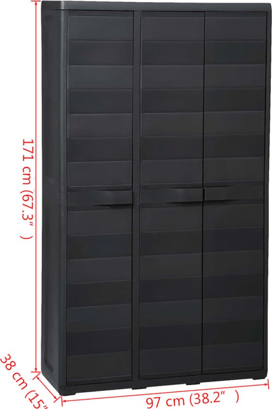 vidaXL Armoire de jardin avec 4 étagères Noir