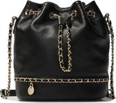 Leather bag handbag with gold chain