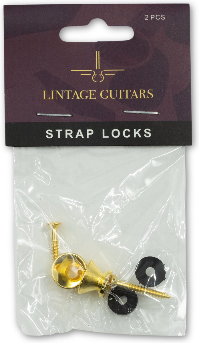 2 Stuks Straplock voor Akoestische Gitaar goud - Ukelele Ukulele - Straplock met schroef en beschermring Gitaar Basaccessoires Accessoires