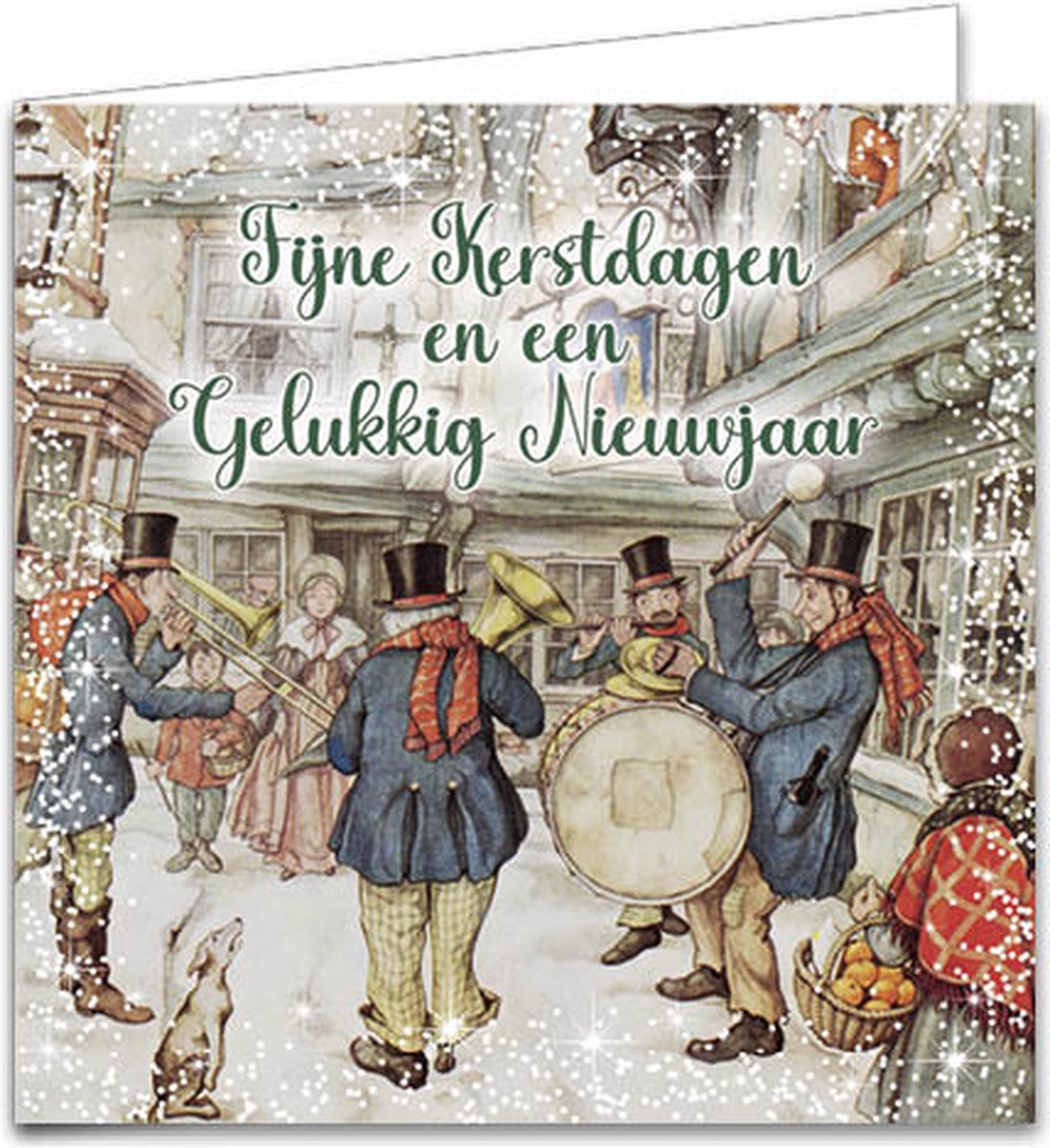 Kerstkaarten Anton Pieck Winkelend echtpaar & fanfare 10st. bol