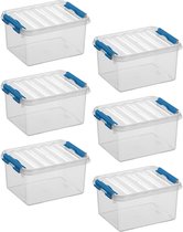 Sunware - Q-line opbergbox 2L transparant blauw - Set van 6