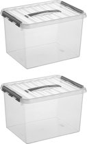 Sunware - Boîte de rangement Q-line 22L - Set de 2 - Transparent/gris