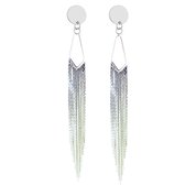 Clip oorbellen -Raya -lang -zilverkleur- geen gaatje- Charme Bijoux