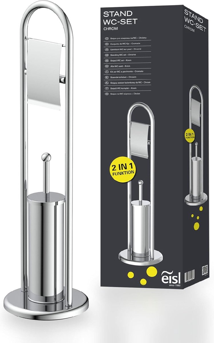 Toiletborstelset Chroom Badkameraccessoires met toiletrolhouder en toiletborstelhouder voor badkamer, moderne badkamerdecoratie, rolhouder, 800 mm