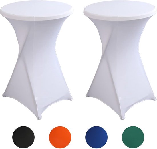 Tafelkleed 2 stuks stretch statafelhoezen set, wasbare statafelhoezen voor bar, verjaardagsfeest, feest, bruiloft, bistrotafels (zwart