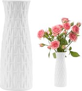 Kunststof vaas, imitatie, keramiek, Nordic bloemenvazen, decoratieve vaas, grote bloempot, origami, handgemaakt, onbreekbaar, voor binnen, slaapkamer, woonkamer, balkon, tafeldecoratie bruiloft