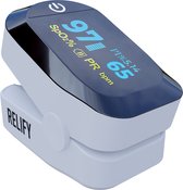 Relify Saturatiemeter zuurstofmeter vinger - Oximeter - Hart, Bloed & Zuurstofmeter - Medische kwalificatie - Incl. Batterijen & Koord - Wit