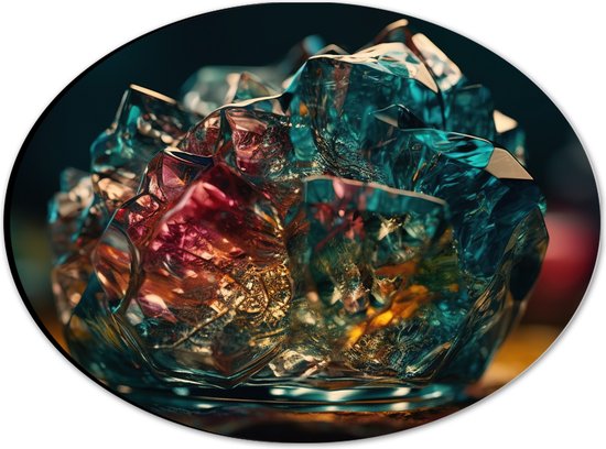 Dibond Ovaal - Kristal - Glas - Kleuren - 28x21 cm Foto op Ovaal (Met Ophangsysteem)