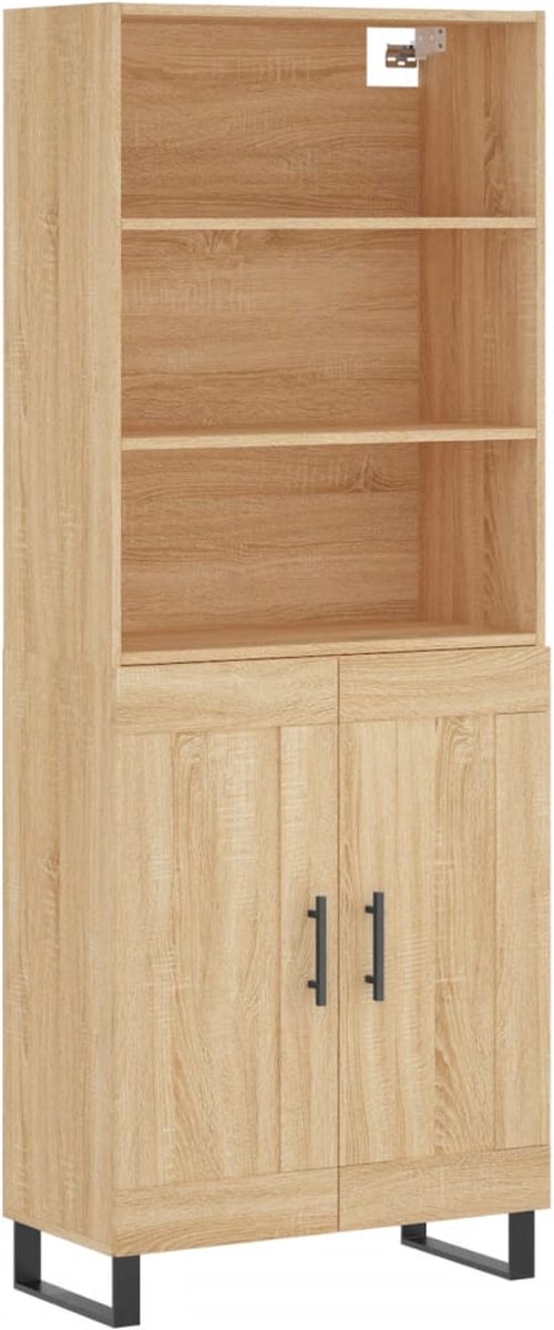 vidaXL - Hoge - kast - 69,5x34x180 - cm - bewerkt - hout - sonoma - eikenkleurig