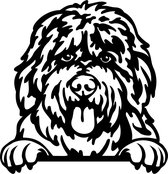 Sticker - Glurende Hond - Bobtail - Zwart - 25x20cm - Peeking Dog