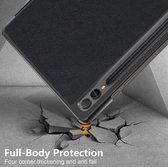 Mobigear - Tablethoes geschikt voor Samsung Galaxy Tab S9 Plus Hoes | Mobigear Tri-Fold Bookcase + Stylus Houder - Zwart