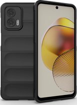 Mobigear Hoesje geschikt voor Motorola Moto G73 5G Telefoonhoesje Flexibel TPU | Mobigear Bumpy Backcover | Moto G73 5G Case | Back Cover - Zwart