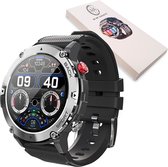 O.M.G S1 Sport Pro Smartwatch - Smartwatch Heren en Dames - Titanium - Activity Tracker - Stappenteller horloge - Volledige belfunctie - Crystal clear - Android en IOS - Black/Silver