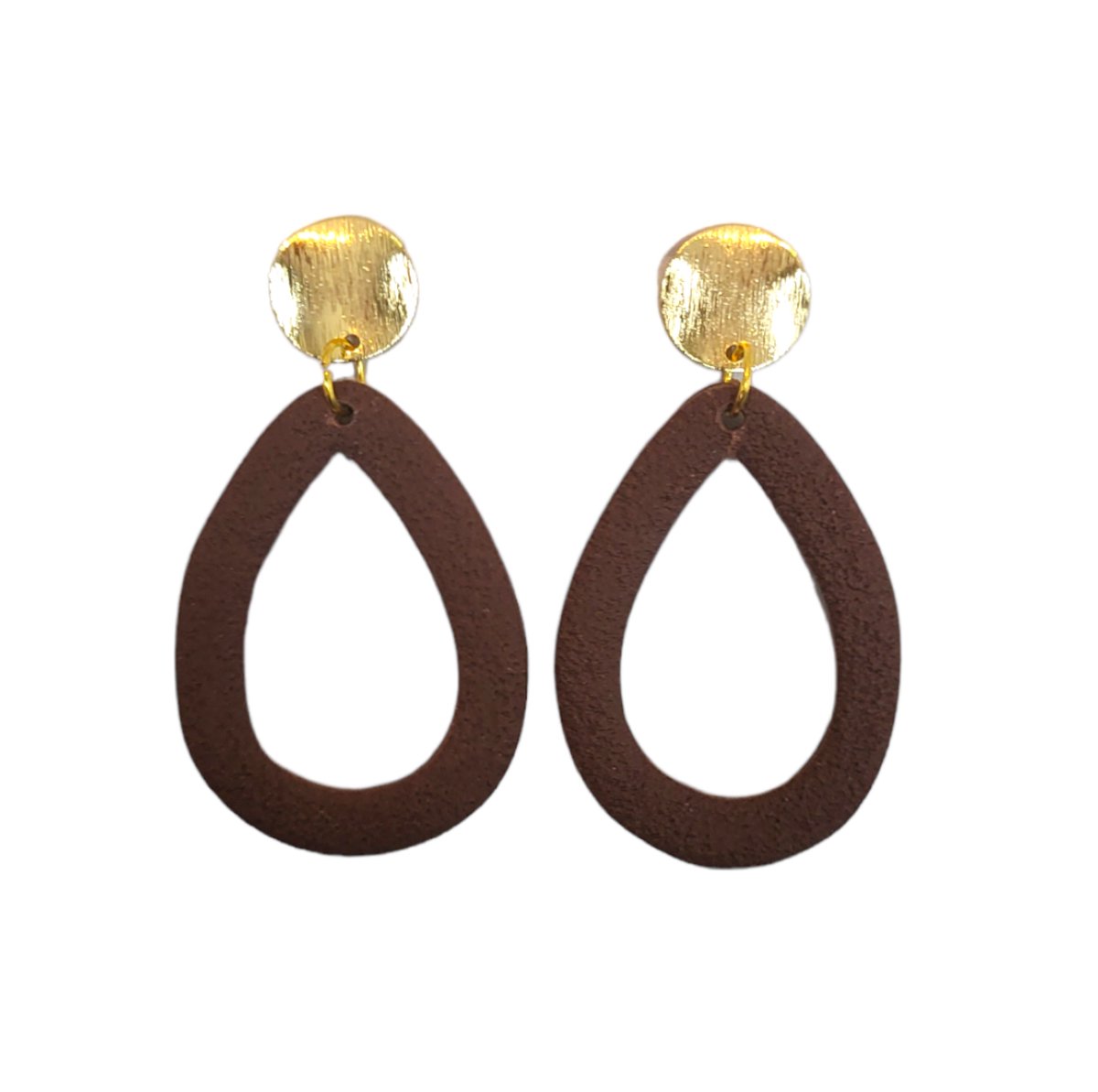 VILLA COCO Druppel Choco - Handgemaakt in NL - Stainless Steel - Polymeer klei - Grote oorbellen - Statement oorhangers - Bruin