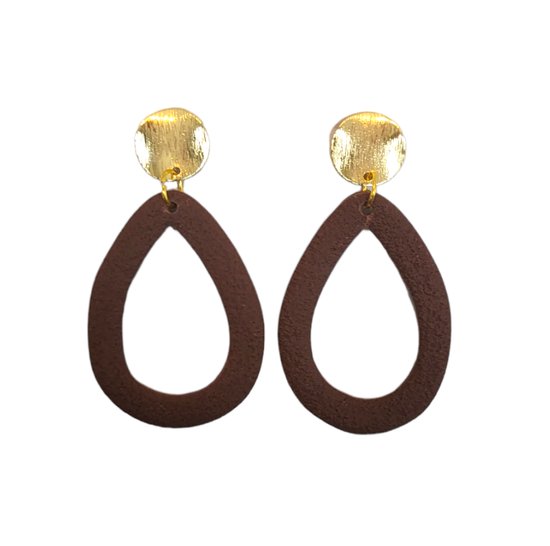 VILLA COCO Drop of Choco - Handgemaakt aux Pays-Bas - Argile polymère - Grandes boucles d'oreilles - Boucles d'oreilles Statement - Marron