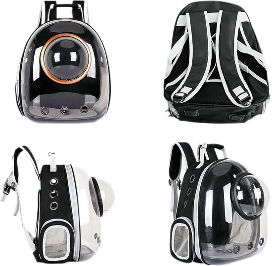 PETCUTE Pet Backpack Carrier,Geventileerde hond rugzakdrager met verwijderbare mat,Ruimtecapsule bekijken kat rugzak drager,Puppy Travel Rugzak met innerlijke veiligheidshaak,Luchtvaartmaatschappij