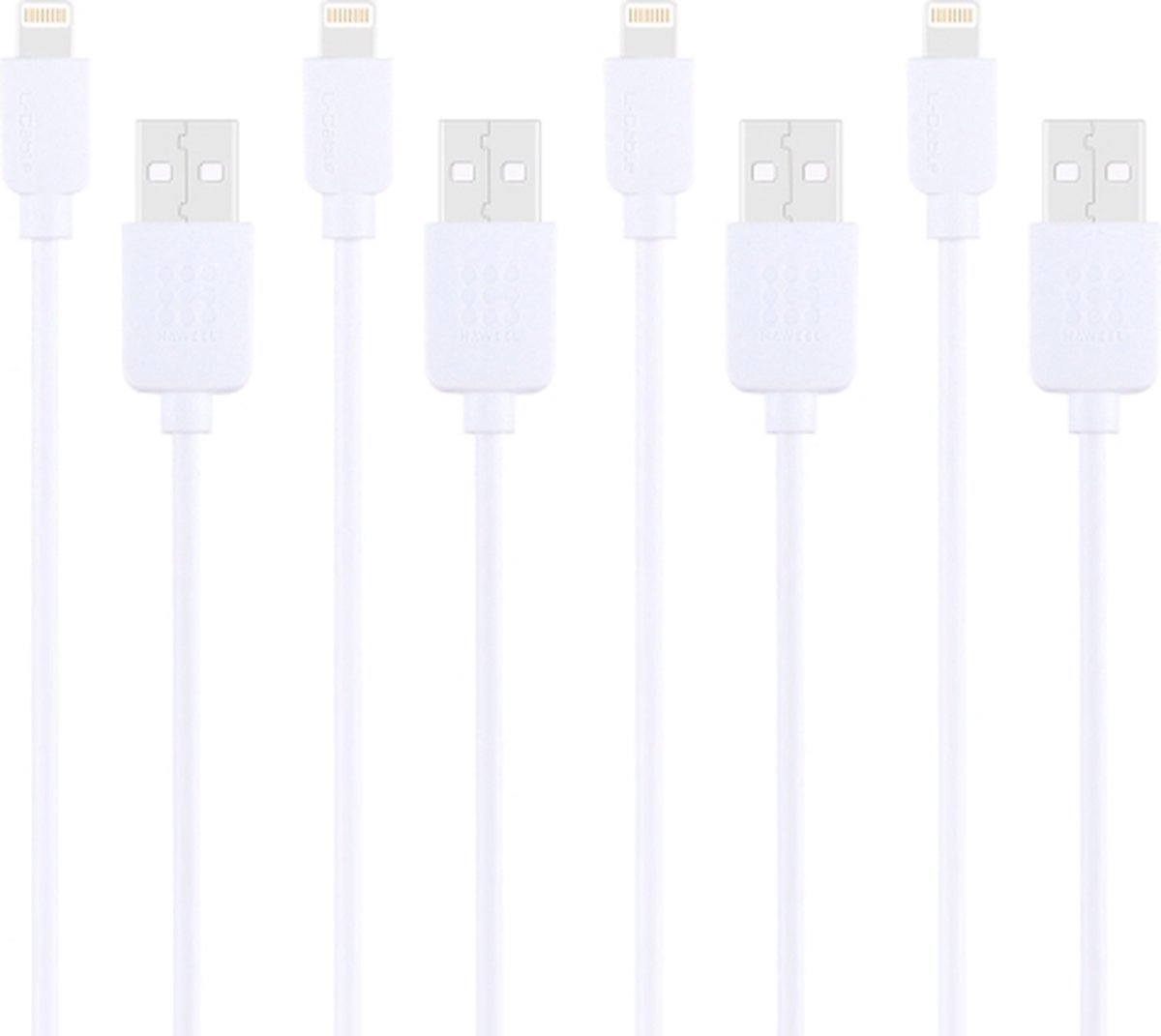 Image of 4 STKS HAWEEL 1 m hoge snelheid 8 pins naar USB Sync en oplaadkabel Kit, voor iPhone XR / iPhone XS MAX / iPhone X & XS / iPhone 8 & 8 Plus / iPhone 7 & 7 Plus / iPhone 6 & 6s & 6 Plus & 6s Plus / iPad (wit)