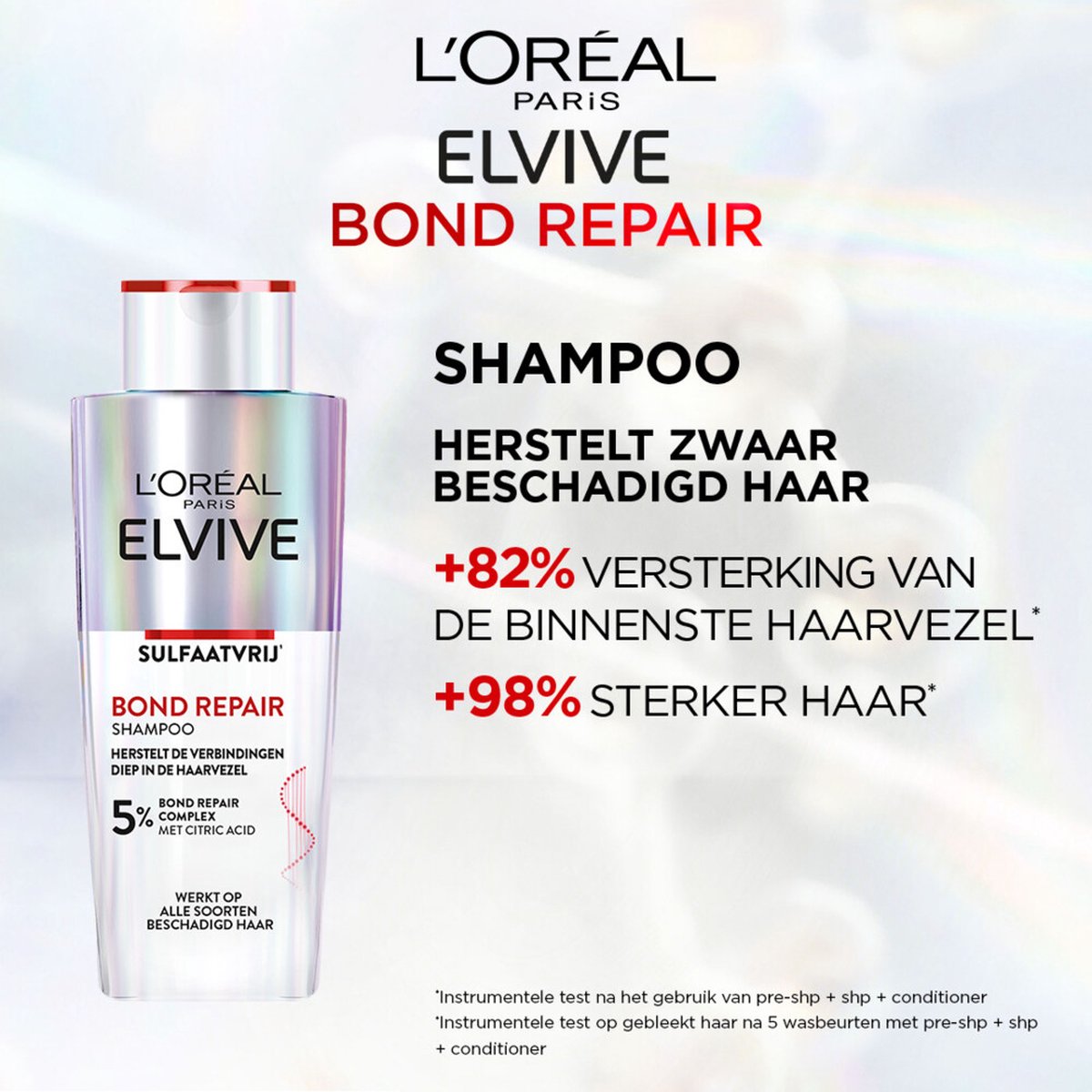 L'Oréal Paris Elvive Bond Repair Sulfaatvrije Shampoo - Beschadigd Haar - 6 x 200ml