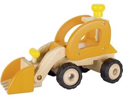 GOKI Houten voertuig - Bulldozer - 28X12,5X19Cm - Met Rubberen Banden - 3 Jaar