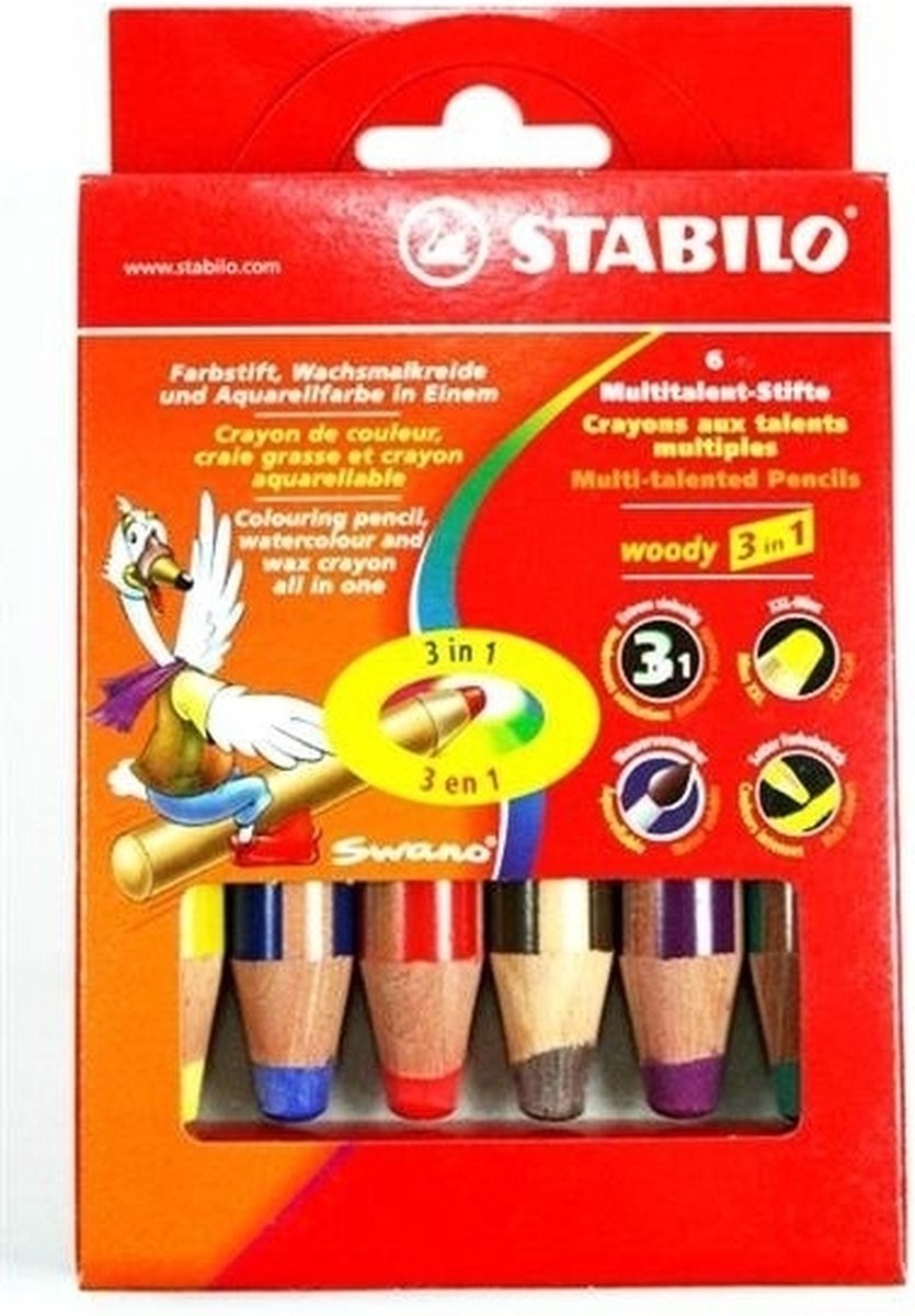 Crayon de couleur multi-talents STABILO woody 3in1 assortiment avec taille  crayon