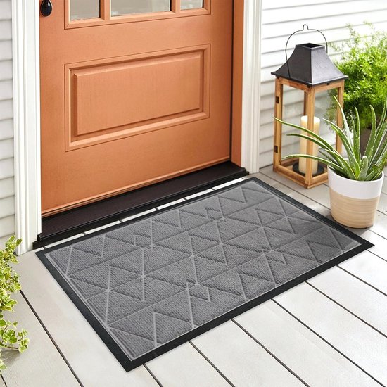Color G schoonloopmat, robuuste voordeurmat voor binnen en buiten, antislip rubberen achterkant, entree, machinewasbare deurmat voor modderige schoenen en poten, grijs, 43,5 x 75 cm Color G schoonloopmat, robuuste voordeurmat voor binnen en buiten, antislip rubberen achterkant, entree, machinewasbare deurmat voor modderige schoenen en poten, grijs, 43,5 x 75 cm