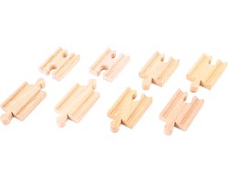 foto van BigJigs Houten Treinbaan 8 Korte Rails - Uitbreidingsset BJT104