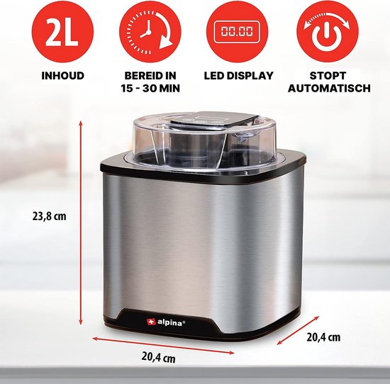 Ijsmachine 3-in-1 - Ijsbereider voor Frozen Yoghurt, Sorbet en Ijs - Ijsmachine Zelfvriezend - Keukenmachine — afbeelding 4