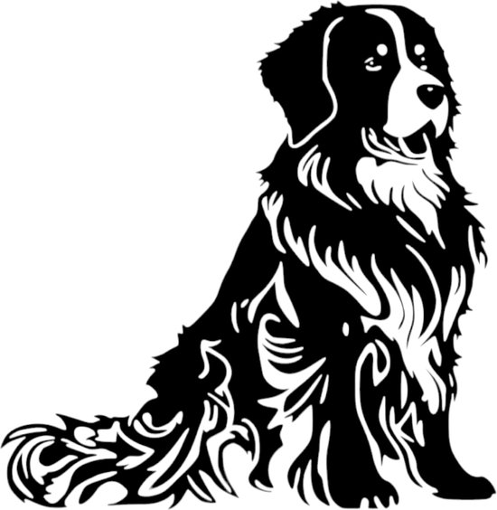 Djemzy - muurdecoratie woonkamer - wanddecoratie - hout - zwart - dieren - berner sennen - hond - MDF 6 mm